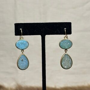 Elegant Blue Drusy Drop Earrings